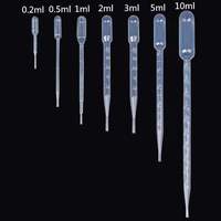 Pipettes Pasteur jetables stériles médicales de 0,2 ml, 0,5 ml, 1 ml, 2 ml, 3 ml, 5 ml, 10 ml pour transfert de parfum et d'huiles essentielles, compte-gouttes de sous-conditionnement