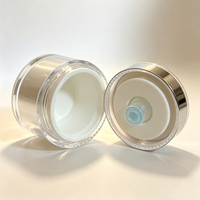 Crème pour les yeux personnalisée avec logo, flacon rond de 50 g, pot cosmétique pour crème de soin à double couche, type pression, sous vide