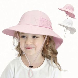 Summer New Children's Casual Cycling <b>Leaf</b> Pattern <b>Light</b> Breathable Mesh Sun Protection Bucket Hat - Product Image 1