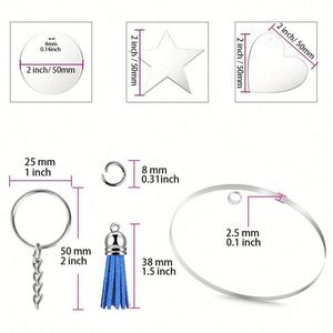Disques transparents en acrylique et anneaux porte-clés pour loisirs créatifs, porte-clés en acrylique transparent et pendentifs à pompons colorés - Product Image 5