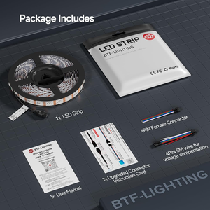 Striscia <span class=keywords><strong>LED</strong></span> Flessibile RGB Indirizzabile Individualmente BTF-LIGHTING, Certificata UL, DC12V WS2815, Doppio Segnale, 30 60 144 <span class=keywords><strong>LED</strong></span> - Product Image 6