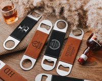 Ouvre-bouteille en similicuir personnalisable vierge, gravure laser de logo, lame de bar gravée, cadeau promotionnel, outil publicitaire