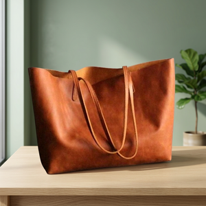 Fashionable Premium Quality Girls' Vintage <b>Leather</b> Clutch Zipper Closure Large Capacity Water Resistant Shoulder Strap - Product Image 1