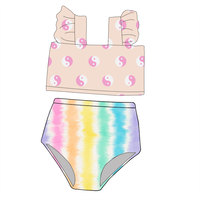 Nouveauté Maillot de bain deux pièces pour bébé fille Design plissé Style mignon pour la plage d'été