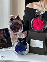 Rose éternelle préservée romantique pour mariage et anniversaire, faite à la main, dans boîte en verre ronde, cadeau en gros