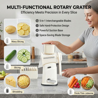 Draagbare Multifunctionele Plastic Groentesnijder Ronde Roterende Kaasrasp Vegetarische Aardappelhakmachine Fruit-En Groentesnijmachine