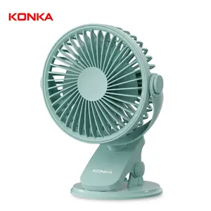 Konka Mini Bảng Clip USB Sạc Phụ Nữ Officer Tiếng Ồn Thấp Clip Fan On Fan 2 Trong 1 4 Cánh Quạt Cơ Khí An Toàn Di Động Màu Xanh Lá Cây