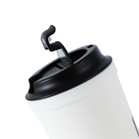 Mug à double paroi en PP avec couvercle à clapet, ventouse antidérapante, réutilisable, anti-chute, pour boire directement, idéal pour les voyages en extérieur