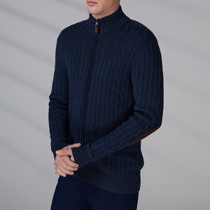 Custom Logo Embroidery Autumn Winter Knitwear <b>Long</b> Sleeve Blank Zip up Knitted Jackets <b>Men</b> Sweater <b>Cardigan</b> - Product Image 3