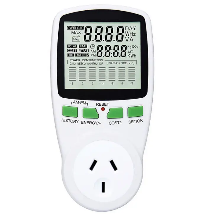 Power Meter Plug Power Consumption Monitor Electricity Usage Monitor Analyzer Energy Meter with Digital LCD Display