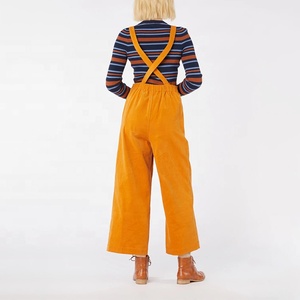 Pantalones de moda para mujer, estilo streetwear, de pana, con tirantes, de pierna ancha, de cintura alta, ecológicos, con efecto rasgado, tipo mono. - Product Image 6