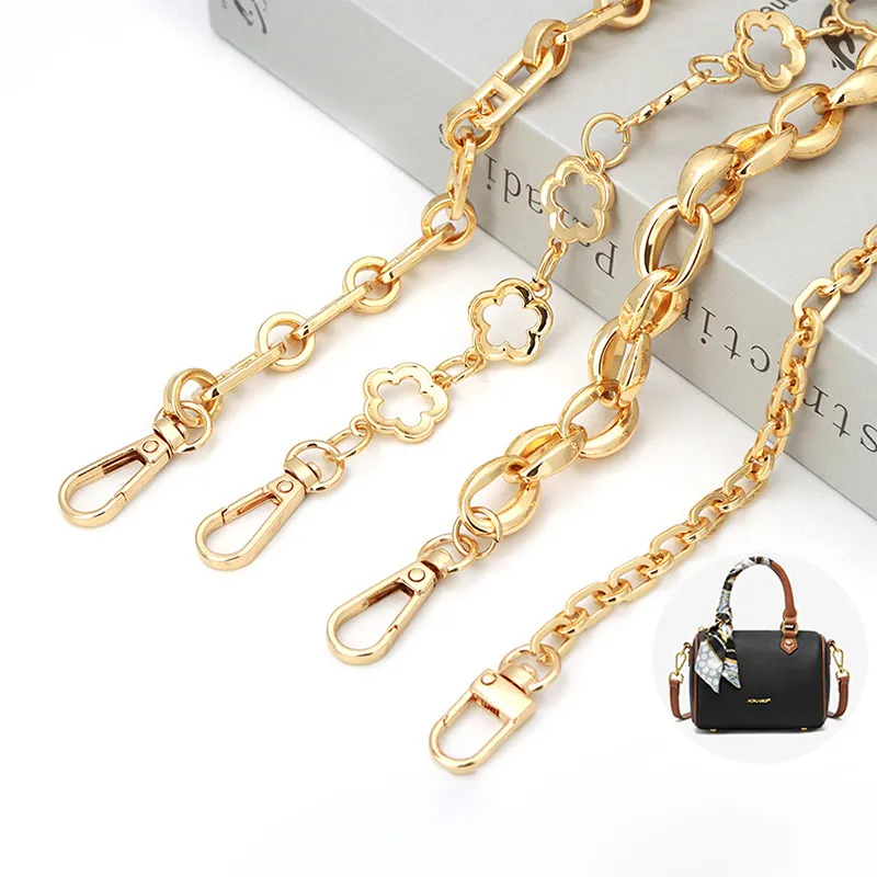 Hochwertige goldene metall-schulterketten für handtaschen, individuelle geldbörsen, riemen, zubehör für taschen, griff aus metall