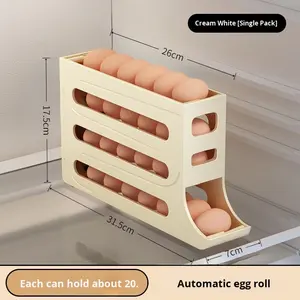 Automatische Plastic Eierdispenser Nieuwe Zijdeur Keukenopbergdoos Met Uitschuifbaar Rollend Eierrek Voor Thuiskoelkast - Product Image 2