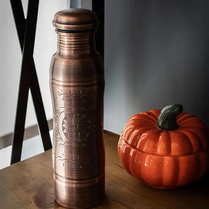 Classic Pure Copper Water <b>Bottle</b> with Printed Design & Good Health Support for School Picnic <b>Sports</b> Use from Indian Supplier - Product Image 2