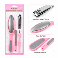 Ensemble de pédicure professionnel en acier inoxydable 4 pièces, coupe-ongles, lime à ongles, fourchette à cuticules, kit d'outils de manucure pour salon et maison