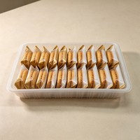 Vente Flash : Barquette en plastique rectangulaire jetable écologique avec fond quadrillé, parois côtelées et couvercle thermoscellable pour boulangerie, snacks et sandwichs