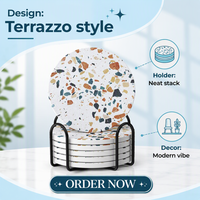 Sous-verres de table tendance en céramique style marbre, absorbants, écologiques et imperméables, avec support pour boissons