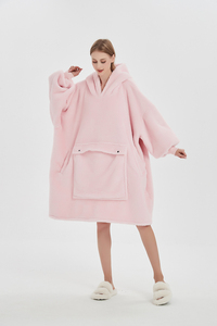 Factory Wearable <strong>Hoodie</strong> Blanket for Adults Sherpa Hooded Blanket with Giant Pocket Teddy Fleece Blanket <strong>Hoodie</strong> with Sleeves - Product Image 2