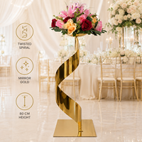 Support floral en métal doré torsadé, vase de sol en spirale, centre de table, chandelier en métal pour décoration de table de mariage, fête ou événement