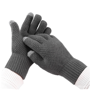 Vente en gros de <span class=keywords><strong>gants</strong></span> d'hiver chauds et décontractés doublés en <span class=keywords><strong>polaire</strong></span> jacquard <span class=keywords><strong>Gants</strong></span> tricotés en acrylique pour écran tactile - Product Image 3