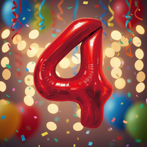 Ballon de fête en forme de chiffre 4 rouge de 100 cm, en aluminium, rempli d'hélium, décoration de fête - Product Image 2