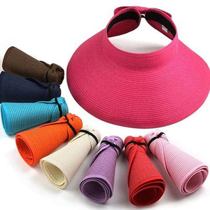 UV Protection Summer Wide Brim Floppy <strong>Straw</strong> Hat Foldable Paper Sun <strong>Visor</strong> for Women Girls Outdoor Travel-friendly Beach Top - Product Image 2