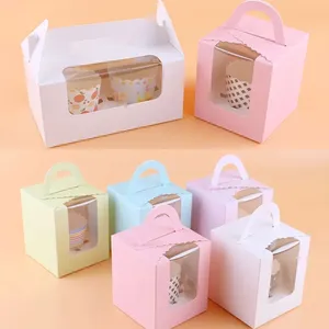 Caja de Pastel de Papel Kraft con Asa, Diseño Exquisito, Personalizada, Linda, Reciclable, de Alta Calidad <span class=keywords><strong>y</strong></span> Precio Económico al por Mayor - Product Image 6