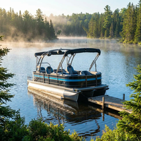 Yacht de croisière de luxe de 8,2 m (27 pieds) pour le ski nautique côtier, bateau ponton en aluminium soudé, moteur hors-bord de 150 CV, vitesse de 40-50 km/h, homologué CE