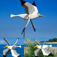 Tourniquet à vent métallique pour jardin, mouette, oiseau volant, ornement cinétique sur piquet, décoration artistique pour extérieur, cour, patio, pelouse