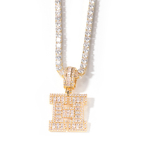 UWIN-Collar con colgante de letra Baguette CZ de latón para mujer, joyería con colgante de letra inicial de Color dorado
