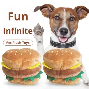 Jouet à mâcher pour chien de compagnie Hamburger jouet pour chien grinçant pour mâcher et jouer de manière interactive résistant aux morsures léger et portable - Product Image 1