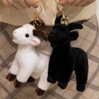 Porte-clés mignon en peluche mini chèvre, poupée mouton moelleuse, ornement à suspendre au sac, porte-clés assorti pour couple, cadeau créatif