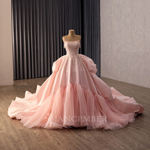 Vestido de Noche Rosa Personalizable sin Tirantes para Mujer Rsm241146, con Espalda Descubierta y Lentejuelas, Vestido de Lujo Jancember - Product Image 2
