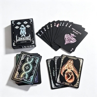 Cartes à Jouer Noires Plaquées Or de Dubaï en Papier Lisse de Haute Qualité avec Impression Personnalisée en Gros