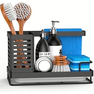 Organisateur de cuisine et salle de bain sous l'évier en acier inoxydable, avec égouttoir pour éponges et plateau de rangement, à prix compétitif - Product Image 1