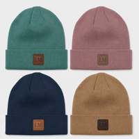 Casquette en acrylique personnalisée avec logo en PU, faible MOQ, haute qualité, douce et chaude, unisexe, pour l'hiver, le camping, les activités de plein air et la vie quotidienne