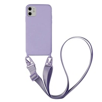 Coque antichoc étanche en silicone liquide style tendance XOUXOU avec cordon tour de cou macaron pour iPhone 16/15/13 Pro/14/12/XS/XR/8 Plus