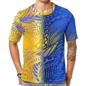 Футболки на заказ с гибискуской расшитой футболкой из полинезийского племени высшего качества с коротким рукавом и круглым вырезом
