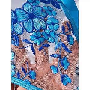 Set Lingerie transparan <span class=keywords><strong>2</strong></span> potong seksi Thong jaring sejuk nyaman wanita Bra bordir Motif bunga Set celana dalam tipis - Product Image 6