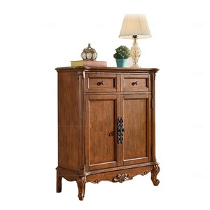 Wood <strong>Shoe</strong> Cabinet <strong>Rack</strong>/<strong>Hallway</strong> Organiser Unit with 2 Drawers and Doors/Walnut &amp; White - Product Image 1