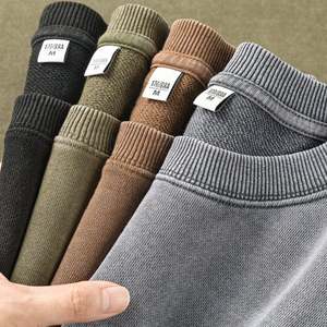 Sweat-shirt col rond en gros, 100% coton French Terry 350 g/m², confortable, effet délavé vintage - Product Image 5