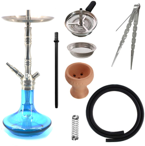 Factory Direct Wholesale Mix Color 50cm Stainless Steel Classic Glass Base <strong>Hookah</strong> Smoking Water <strong>Pipe</strong> for Bar Household Daily Use - Product Image 2