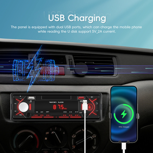 مشغل <span class=keywords><strong>MP3</strong></span> للسيارة من Podofo مزود بمنفذي USB، جهاز صوتي للسيارة 1Din، راديو سيارة مع USB وبلوتوث ومدخل AUX، جهاز تحكم عن بعد، إلكترونيات سيارات - Product Image 2