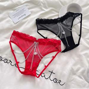 Promotion : Culottes transparentes en dentelle avec chaîne métallique ajourée, sous-vêtements taille basse pour femmes, strings sexy pour femmes, G-string - Product Image 2