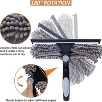 HYRA Kit de lavage de vitres avec rallonge avec 1 tampon en microfibre et 1 tampon en chenille pour fenêtres intérieures et extérieures