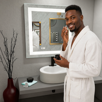 Miroir de salle de bain LED mural design moderne 110V 60HZ avec driver UL, dégivreur tactile CCT 3000K-6000K, éclairage intégré pour hôtel