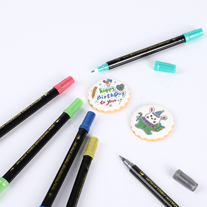 Venta caliente Nuevo estilo de doble punta de rotuladores comestibles Metálico <span class=keywords><strong>Blanco</strong></span> Comido Tinta Pluma Juego de 10 Hecho de plástico - Product Image 1
