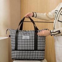 Sac de yoga pliable léger grande capacité à carreaux avec cordon pour femme, idéal pour les voyages d'affaires, la gym, le sport, imperméable (sec/humide)