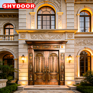 Porta di Sicurezza in Rame Personalizzata, Porta Principale in Acciaio Inox per Villa, Porta Doppia di Lusso in Stile <span class=keywords><strong>Romanico</strong></span> - Product Image 6