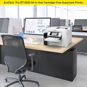 Ep son EcoTank Pro ET-5850 Wireless Color All-in-One Supertank <b>Printer</b> with Scanner, Copier, Fax and Ethernet, White - Product Image 5